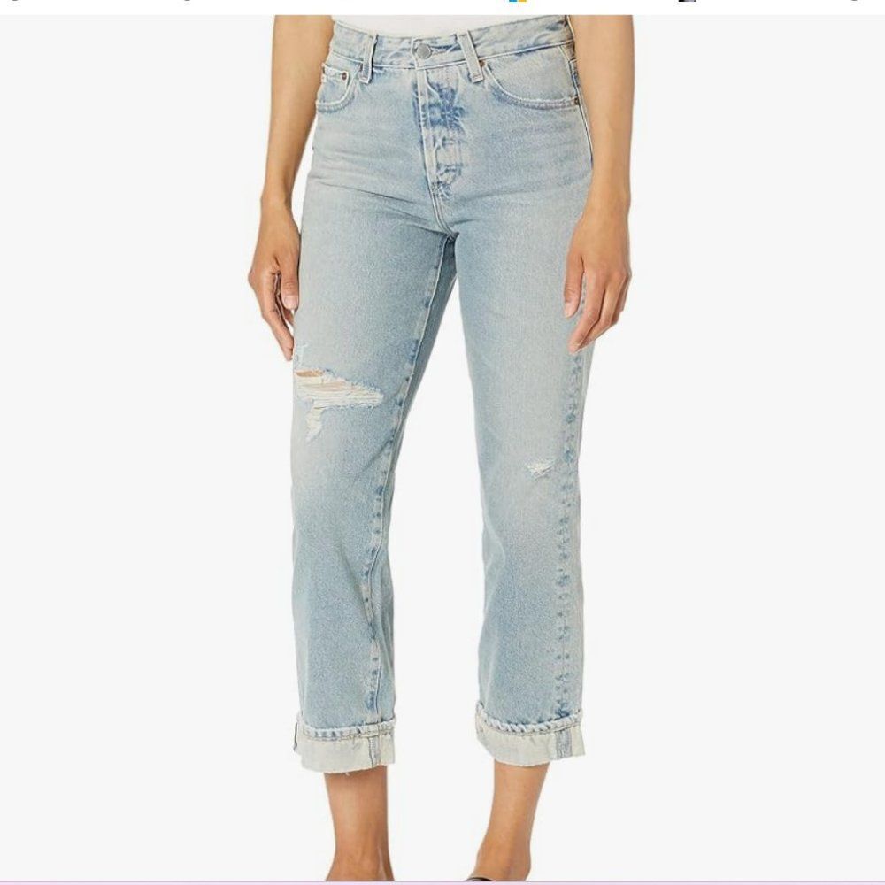 AG Alexxis Crop High-Rise Vintage Fit in 21 Years Road Trip Destructed Jeans New